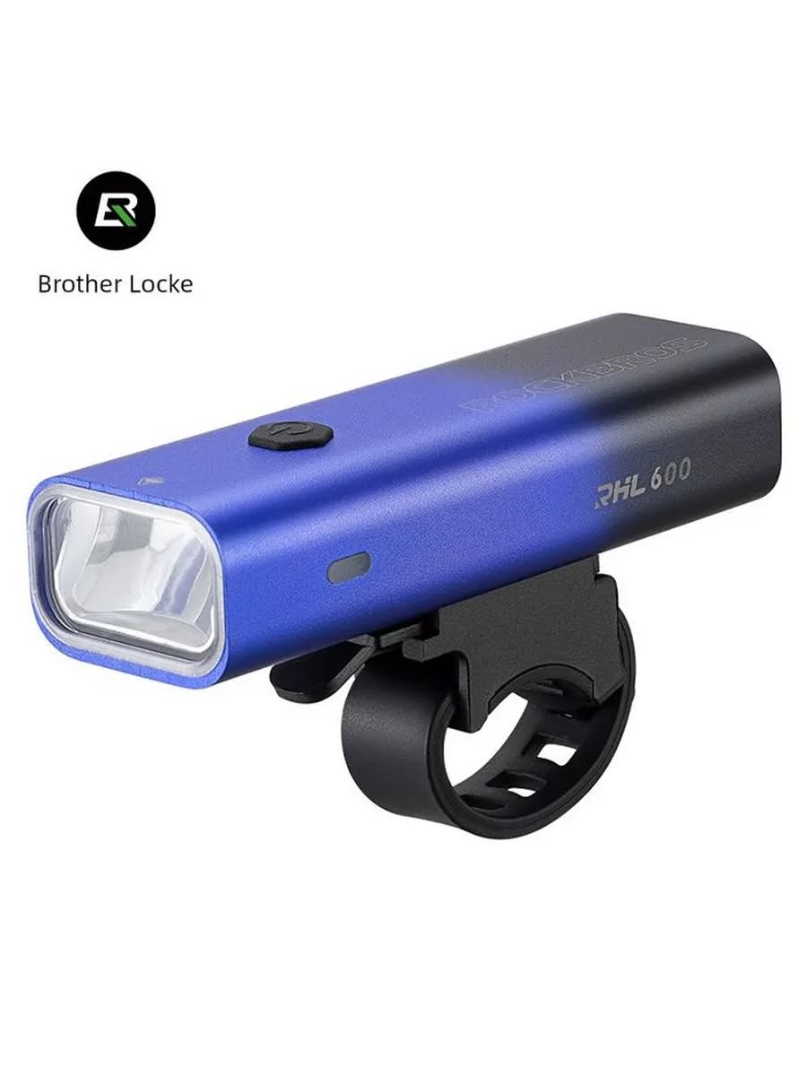 Фонарь передний ROCKBROS RHL600, корпус алюминий, 5 режимов, 600 люмен, IPX6, Type-C; синий градиент