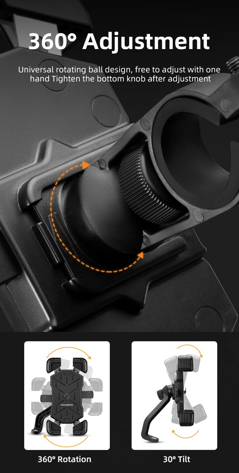 Держатель для телефона ROCKBROS размер экрана 4,5/7,2, автоматический зажим, арт 25210030001