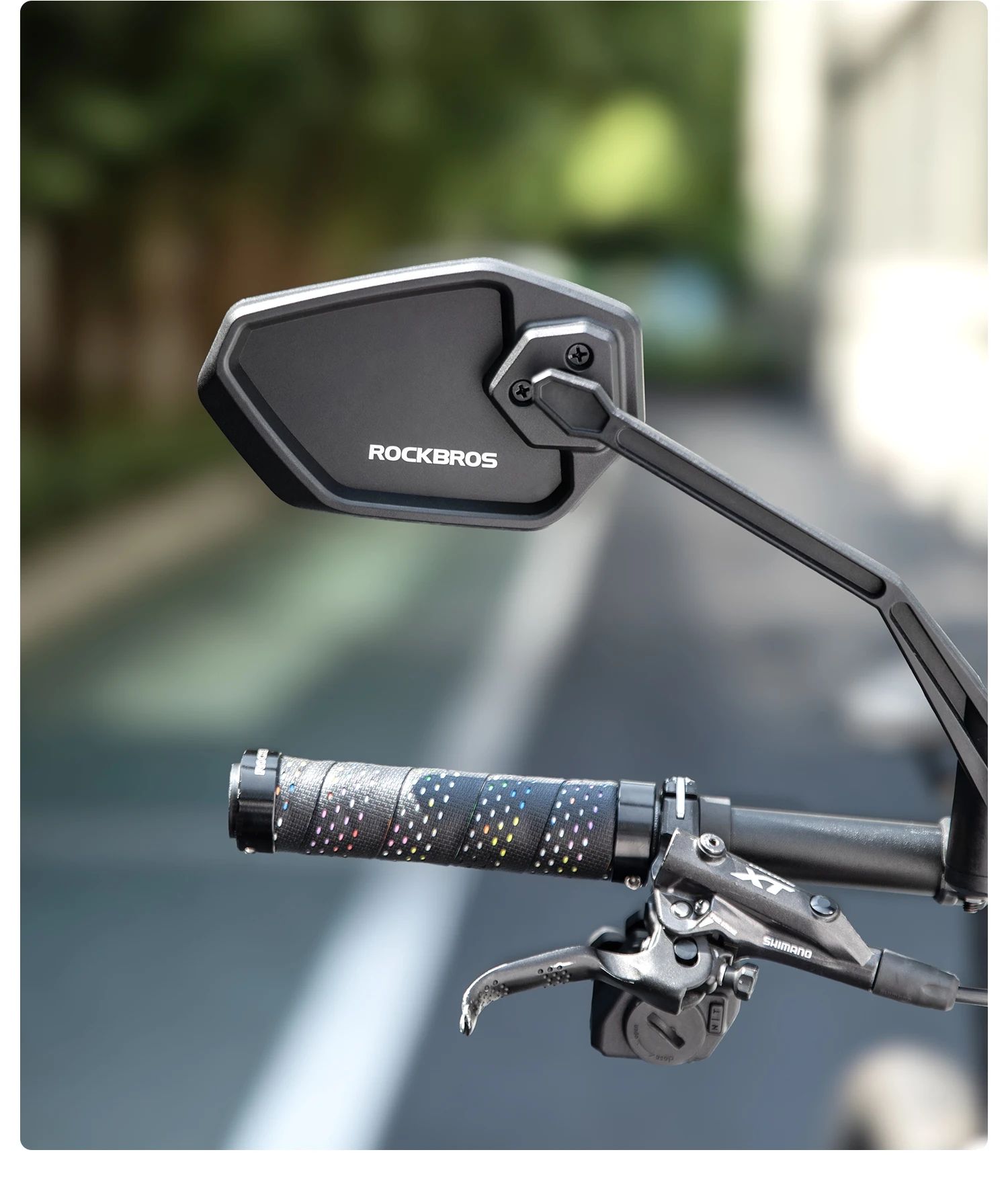 Зеркало заднего вида ROCKBROS F-253AR на руль, нейлон, правое, антибликовое; черный