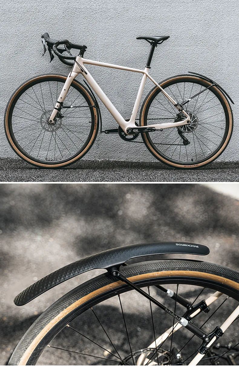 Крыло велосипедное ROCKBROS FK-891 короткое для шоссейного велосипеда, со стойками; черный