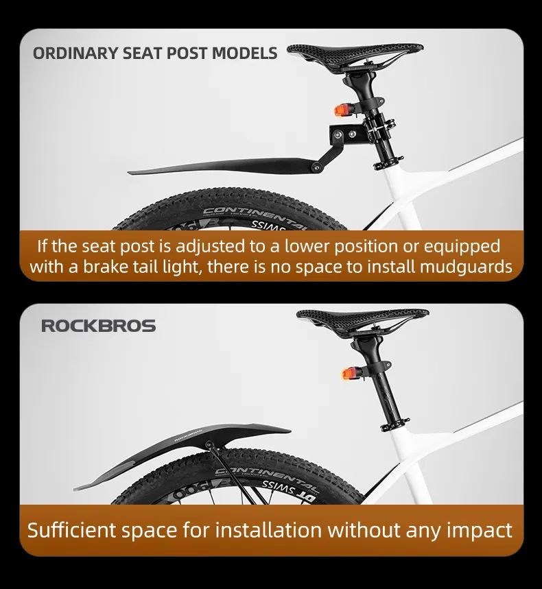 Крыло заднее ROCKBROS  черный, увеличенная площадь