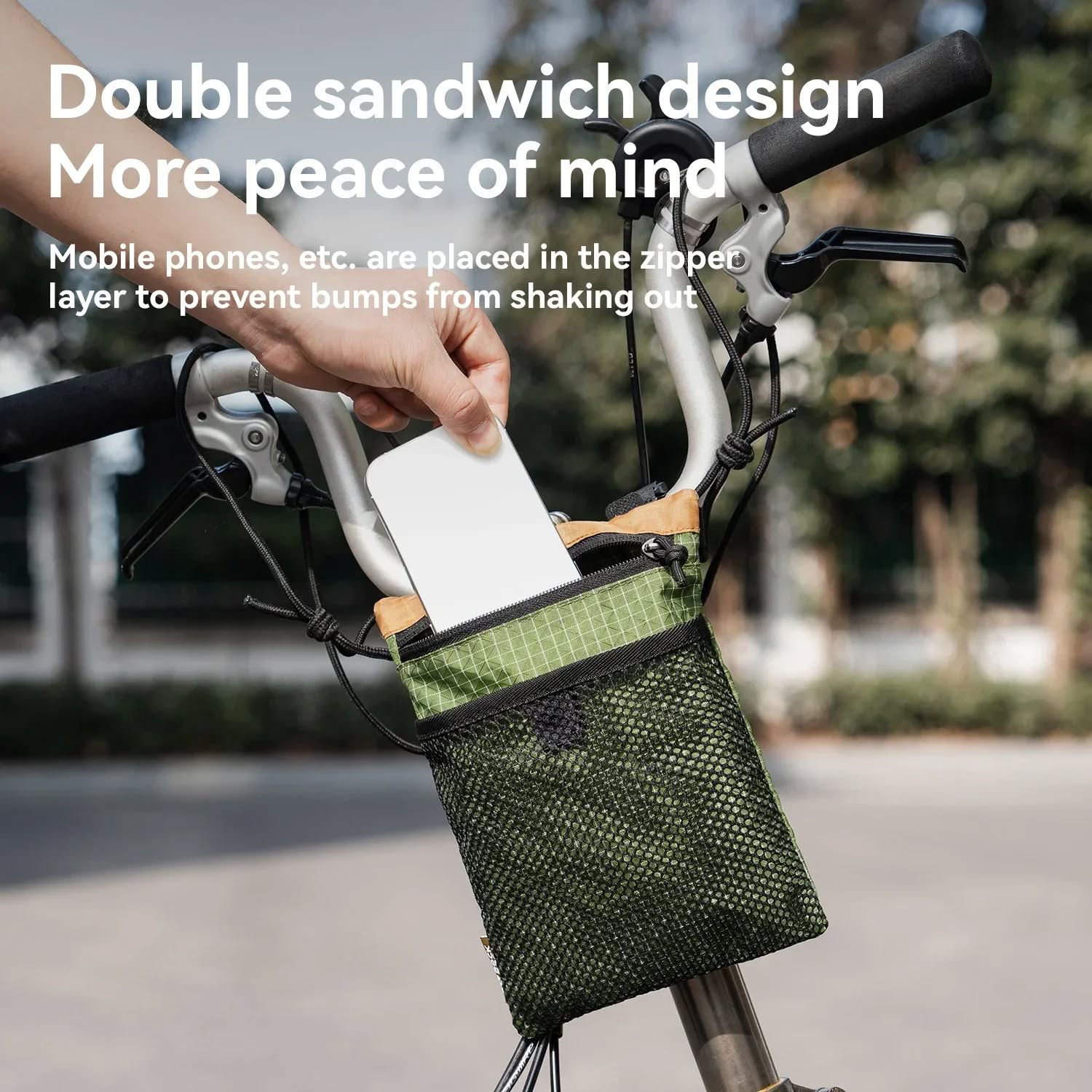 Сумка-органайзер ROCKBROS H62, крепление на руль велосипеда; зеленый/хаки