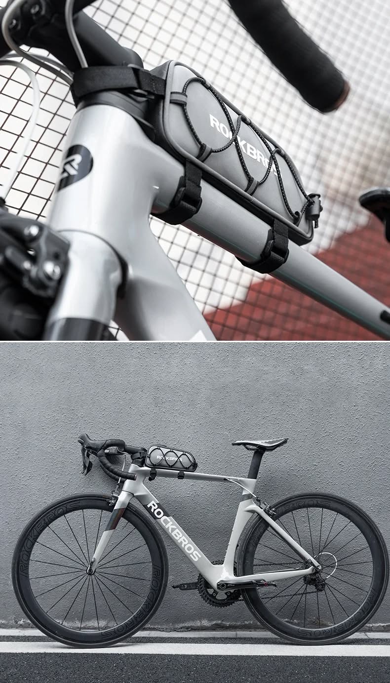 Велосумка ROCKBROS 039-1 на раму, с сеткой, объем 0,9 л; черно-серебристый