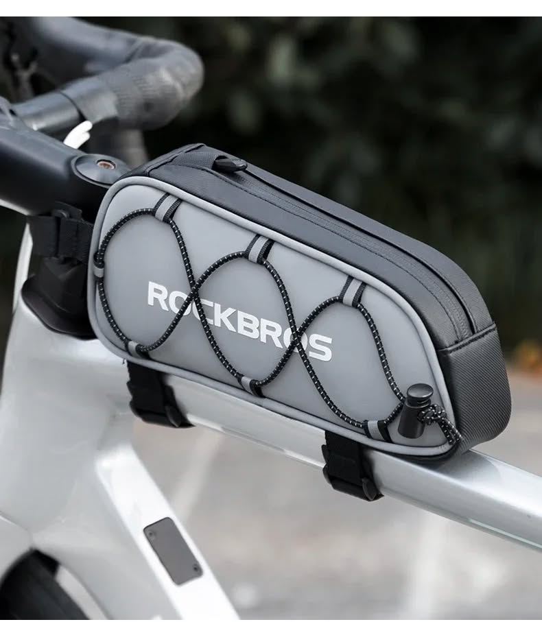 Велосумка ROCKBROS 039-1 на раму, с сеткой, объем 0,9 л; черно-серебристый