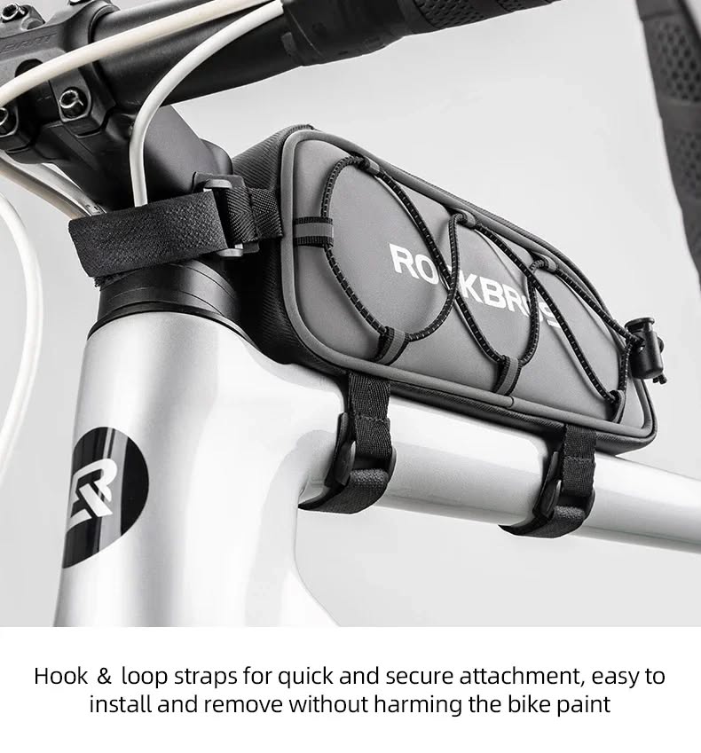 Велосумка ROCKBROS 039-1 на раму, с сеткой, объем 0,9 л; черно-серебристый