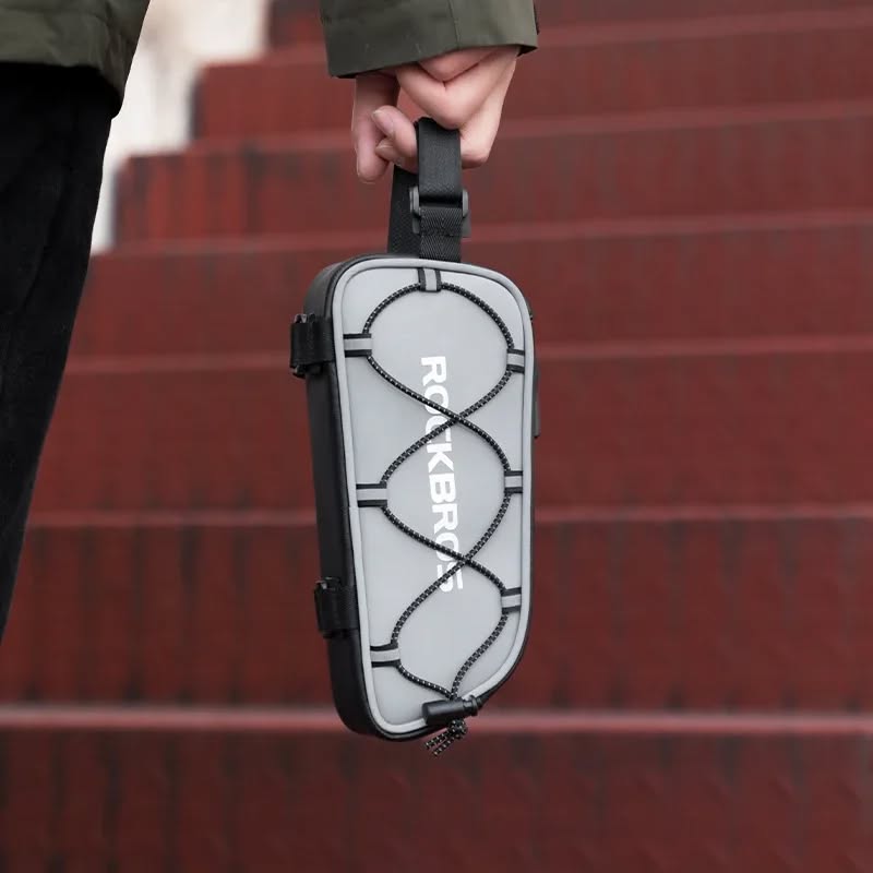 Велосумка ROCKBROS 039-1 на раму, с сеткой, объем 0,9 л; черно-серебристый