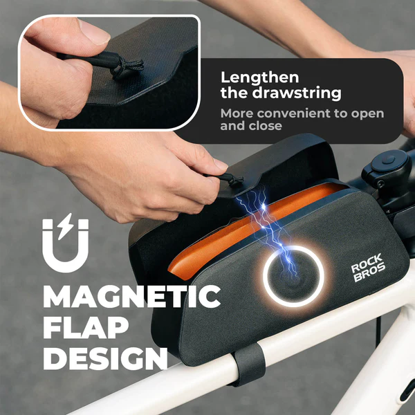 Велосумка ROCKBROS AS-133 на раму, влагозащитная, размер L, нейлон D600, объем 0,9 л; черный