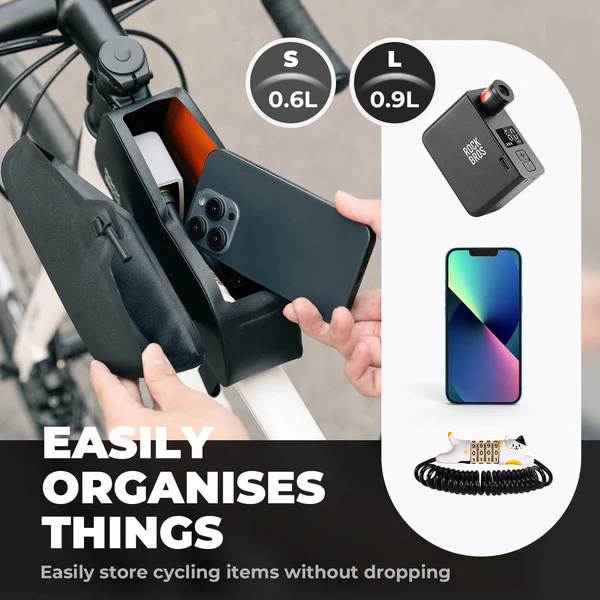 Велосумка ROCKBROS AS-133 на раму, влагозащитная, размер L, нейлон D600, объем 0,9 л; черный