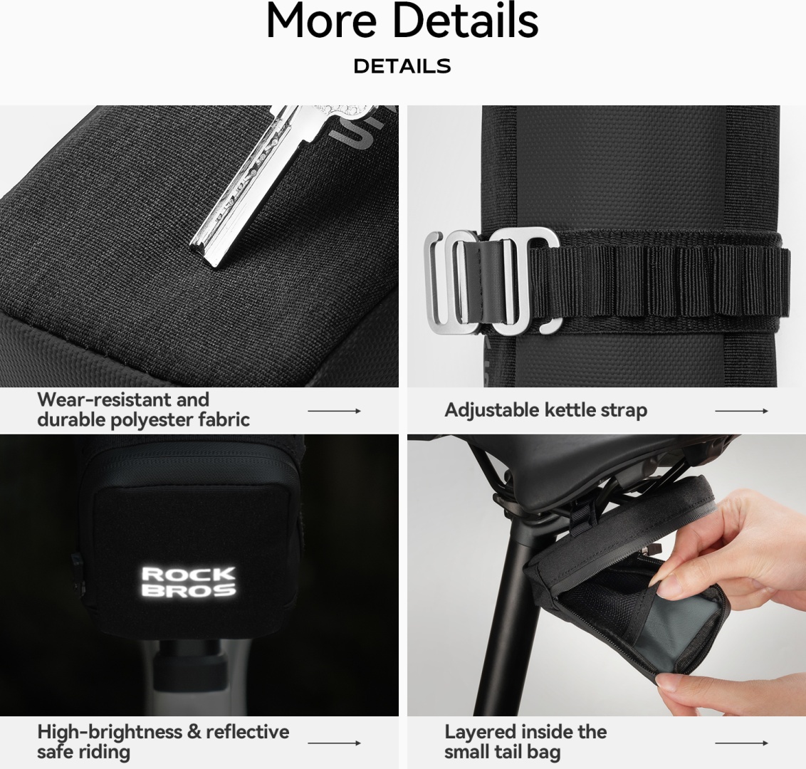 Велосумка ROCKBROS P009 подседельная 2-в-1, отделение для фляги 0,7 л + 0,3 л; черный