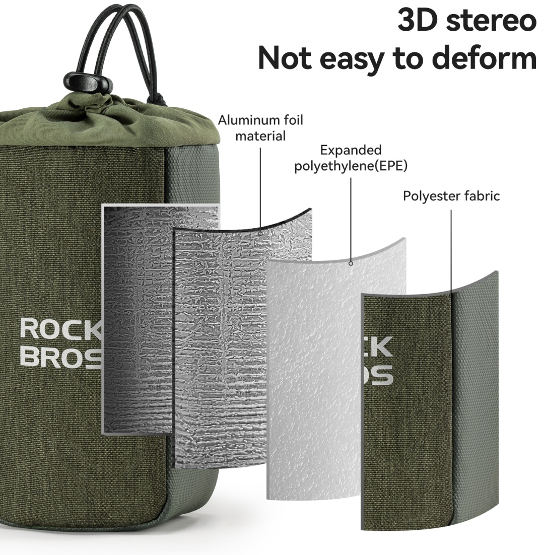 Велосумка ROCKBROS P009 подседельная 2-в-1, отделение для фляги 0,7 л + 0,3 л; оливковый