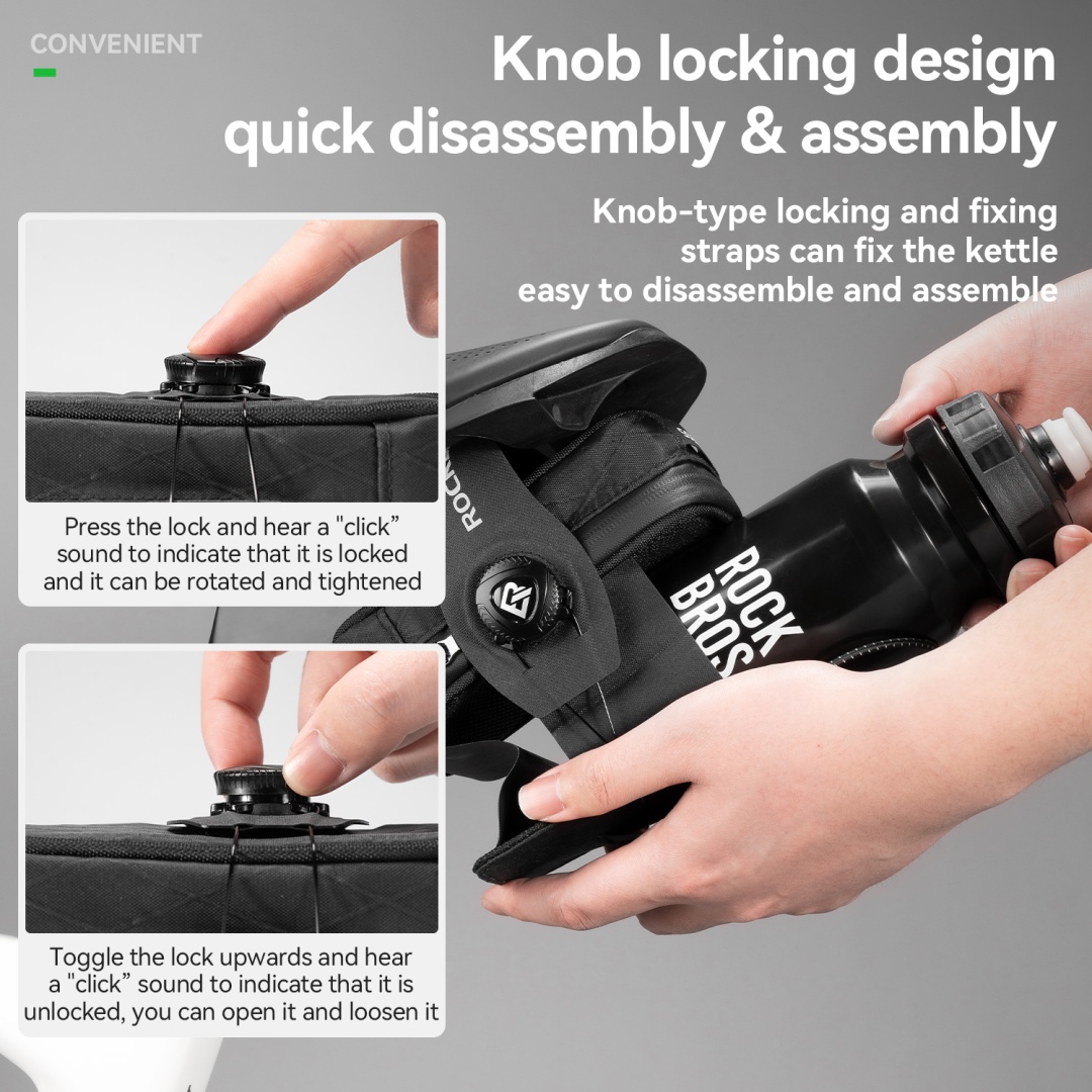 Велосумка ROCKBROS P010 подседельная трансформер с BOA, объем 0,2 - 0,6 л; черный