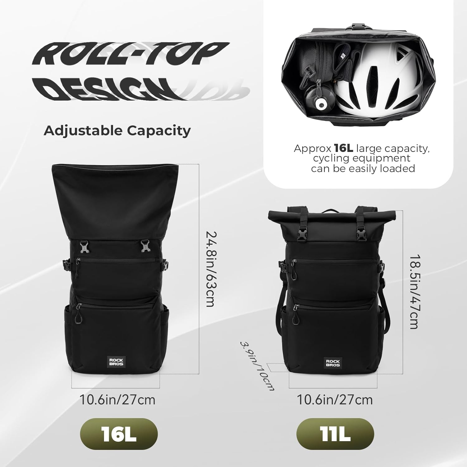 Сумка-рюкзак ROCKBROS A34 на багажник 2-в-1, объем 11-16 л; черный