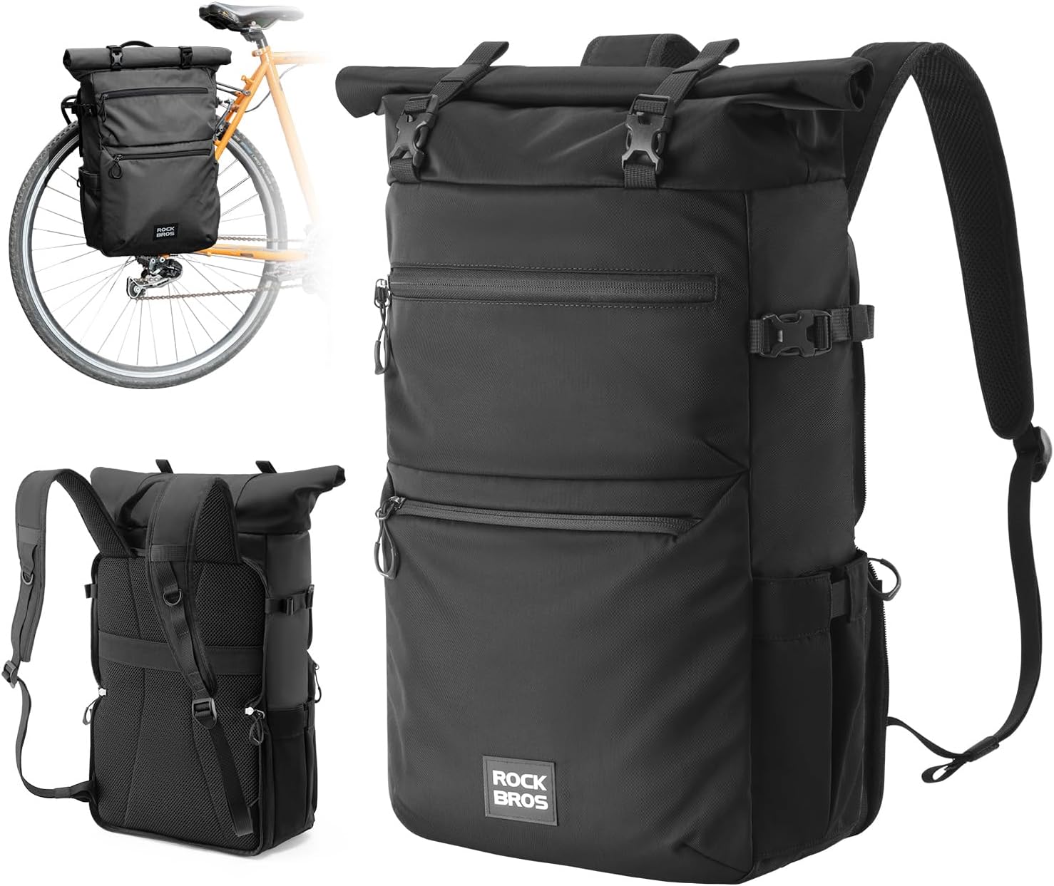 Сумка-рюкзак ROCKBROS A34 на багажник 2-в-1, объем 11-16 л; черный