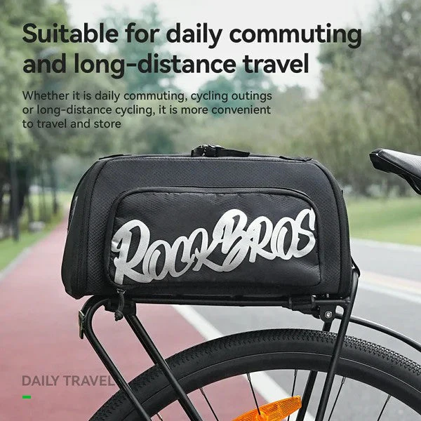 Сумка ROCKBROS A37-1 на багажник, с боковыми карманами, объем 11,6 л + 1,68 л x2; черный