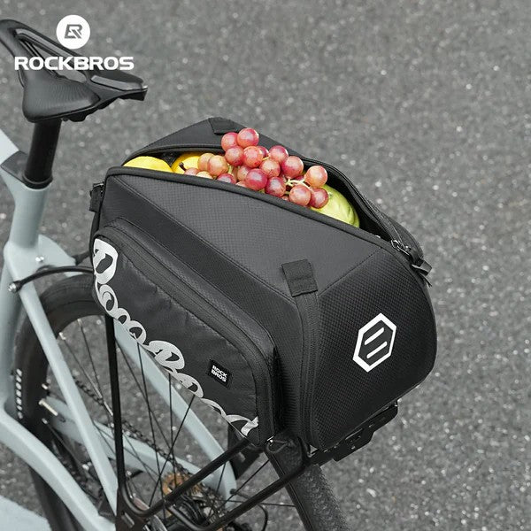 Сумка ROCKBROS A37-1 на багажник, с боковыми карманами, объем 11,6 л + 1,68 л x2; черный