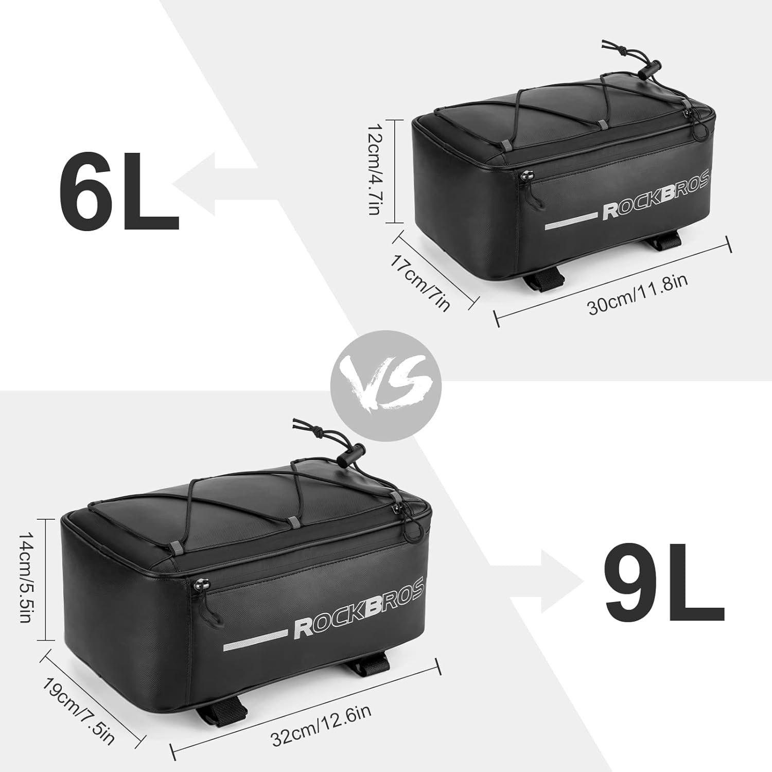 Сумка ROCKBROS D83 на багажник, с сеткой, с дождевиком, объем 9 л; черный