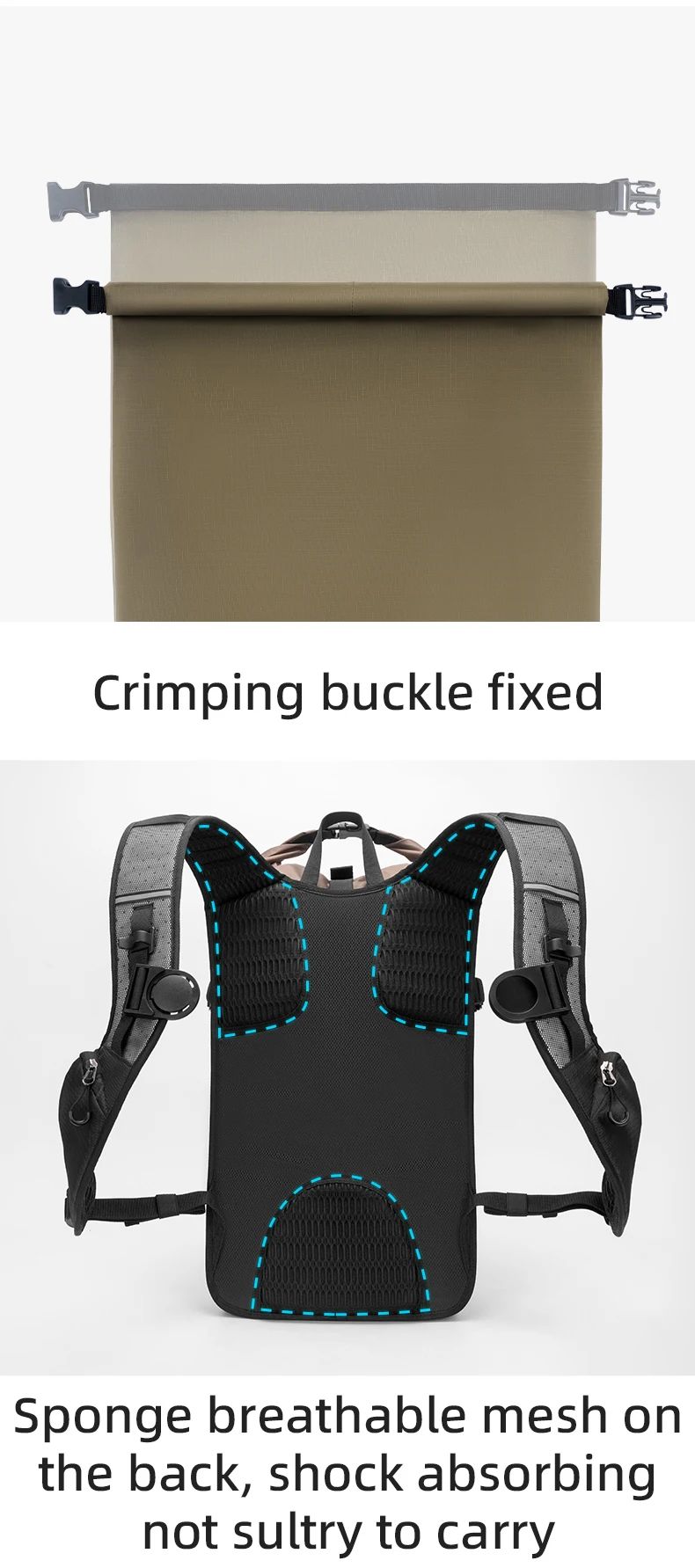 Рюкзак ROCKBROS H38 2-в-1 с отделением для гидратора и гермомешком, объем 24 л; черно-коричневый