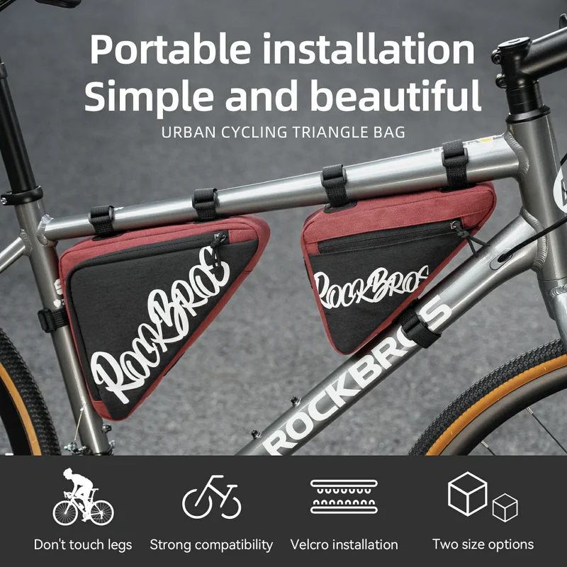 Велосумка ROCKBROS G001 на раму, малая, объем 0,8 л; кирпично-красный, размер S