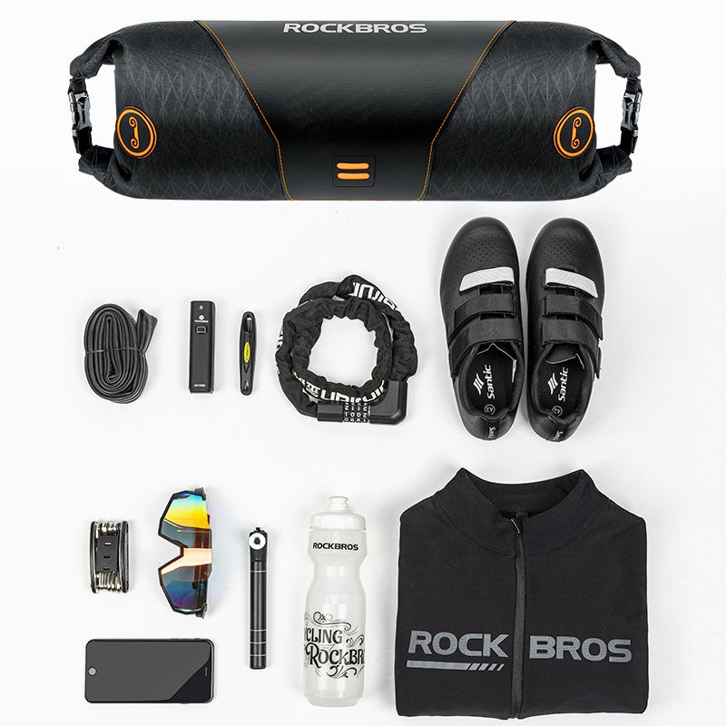 Велосумка ROCKBROS 61 на руль, цилиндрической формы, боковая загрузка, полиэстер, объем 2 л; черный