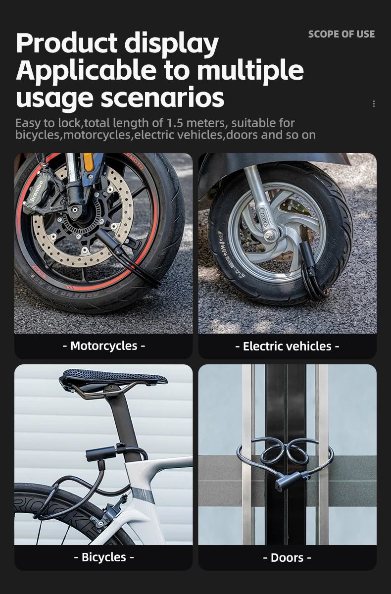 Замок вело ROCKBROS Портативный противоугонный кольцевой 511