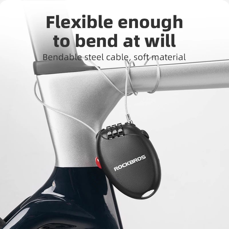 Замок вело ROCKBROS TL0956 кодовый, трос 2 х 600 мм; черный
