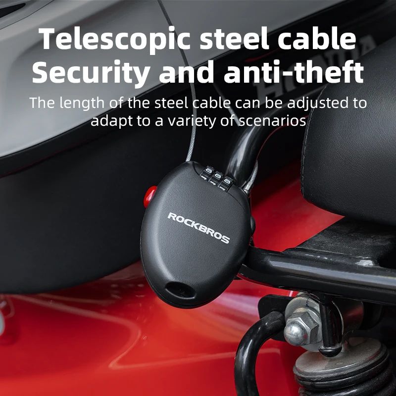 Замок вело ROCKBROS TL0956 кодовый, трос 2 х 600 мм; черный