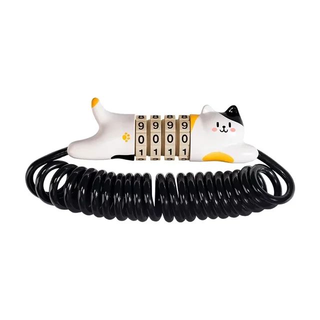 Замок вело ROCKBROS LKXM241 кодовый, со стальным тросом, в форме кошки; черно-белый