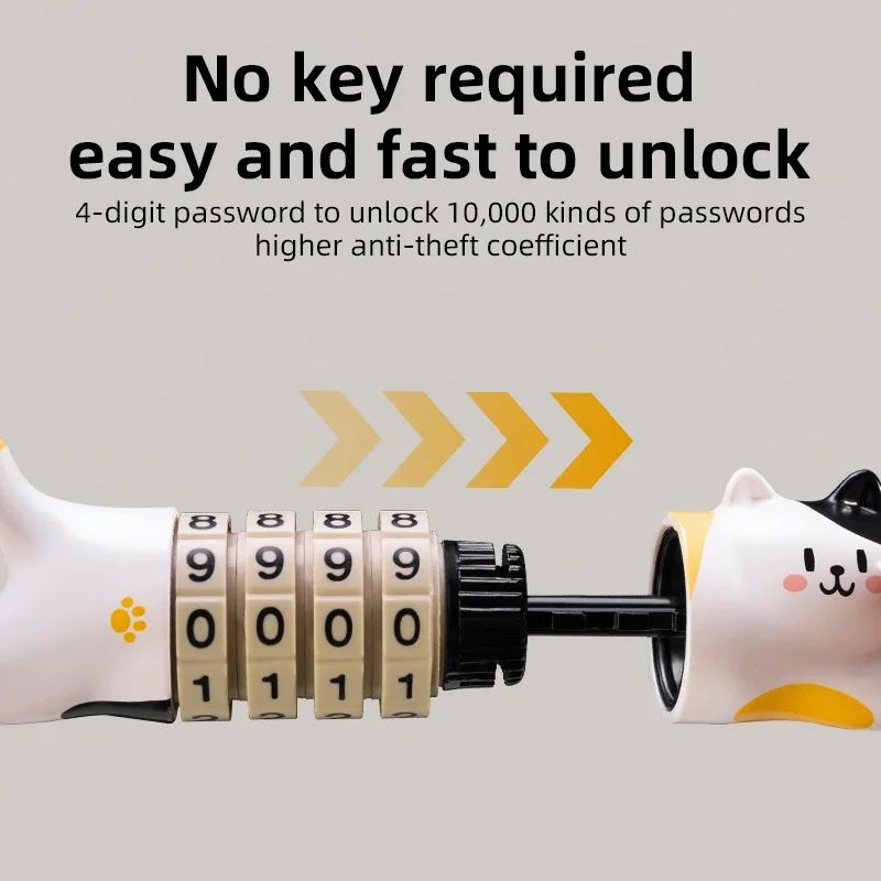 Замок вело ROCKBROS LKXM241 кодовый, со стальным тросом, в форме кошки; белый