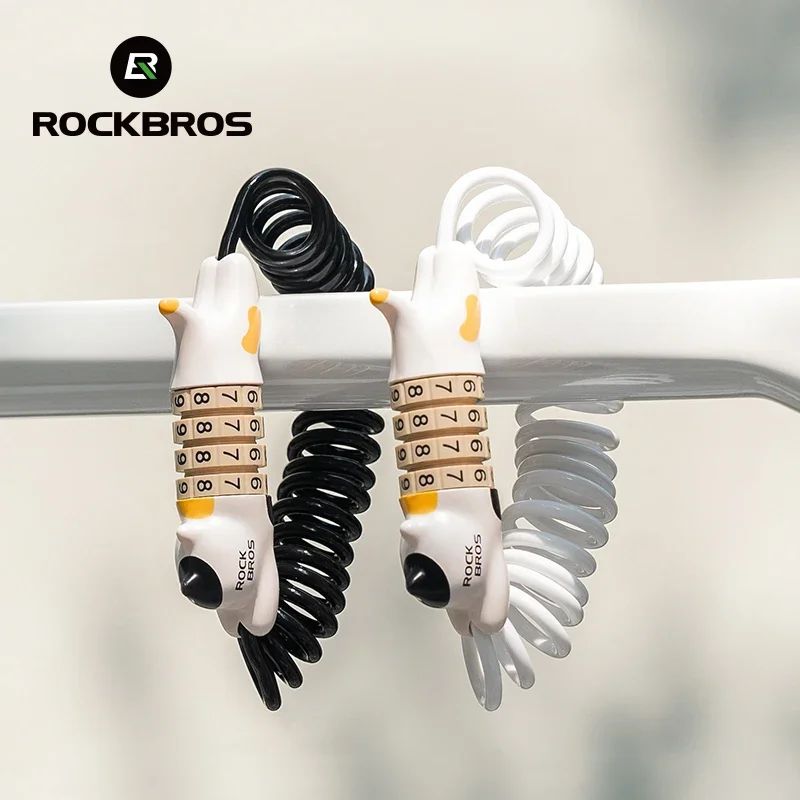 Замок вело ROCKBROS LKXM241 кодовый, со стальным тросом, в форме кошки; белый