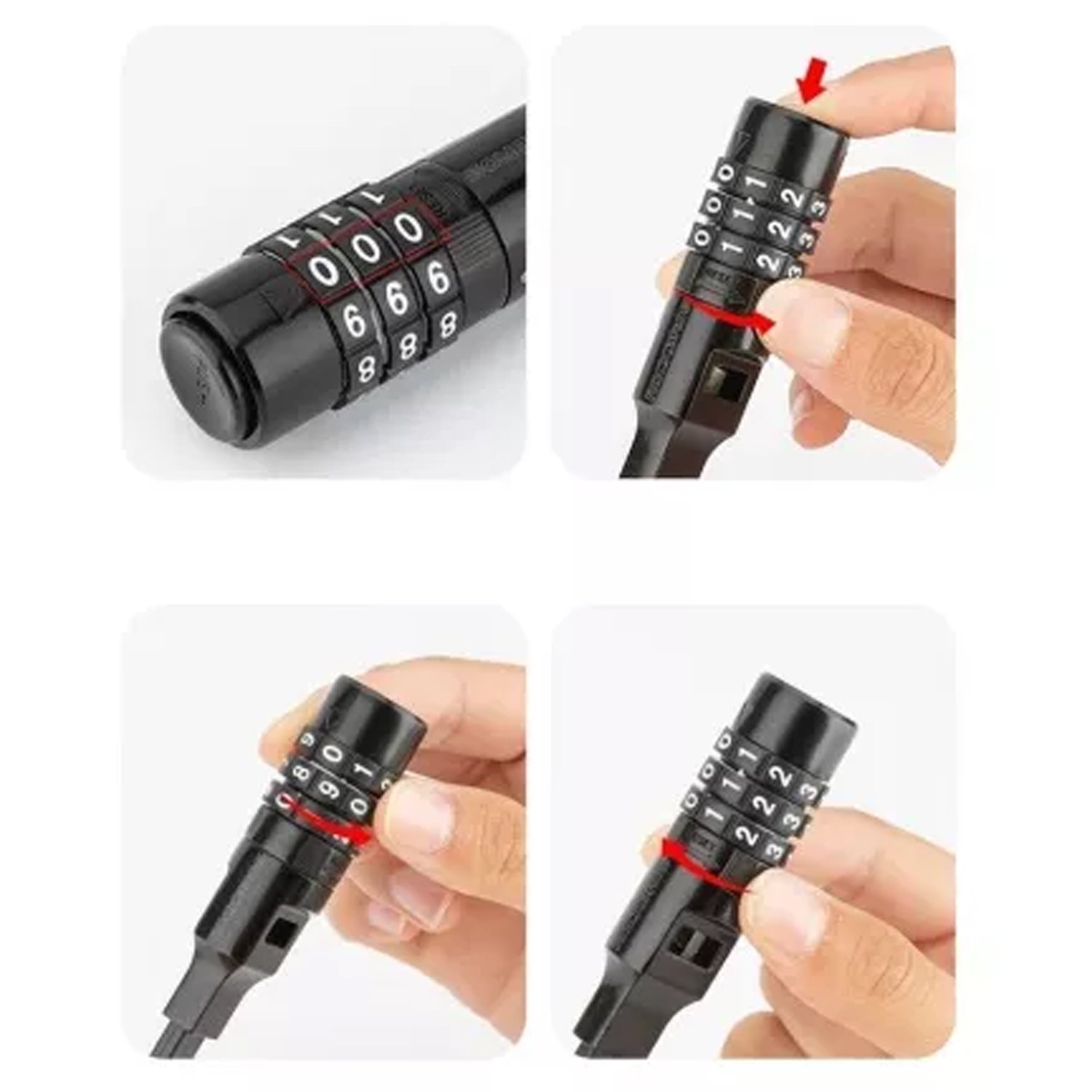 Замок вело ROCKBROS 84652 кодовый, в виде стяжки, 54 см; черный