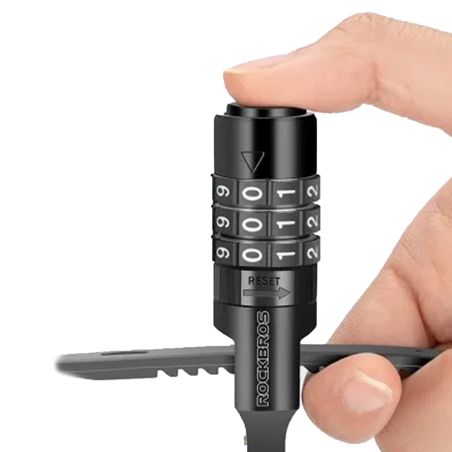 Замок вело ROCKBROS 84652 кодовый, в виде стяжки, 54 см; черный