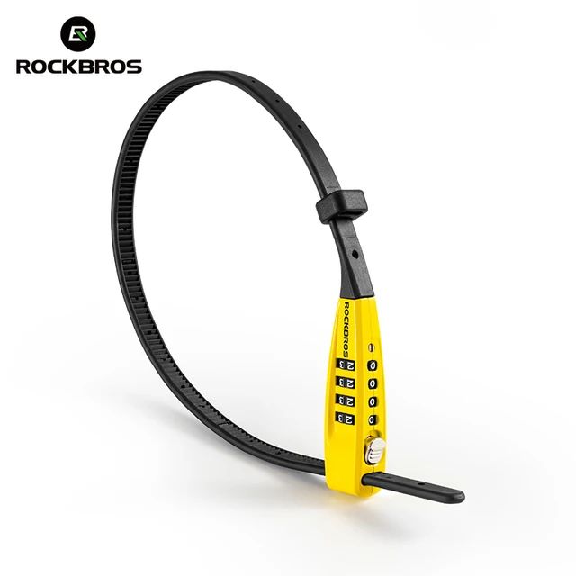 Замок вело ROCKBROS DL1006 кодовый, в виде стяжки, 52 см; черно-желтый