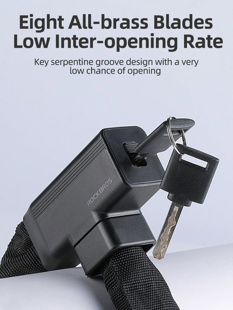 Замок вело ROCKBROS с ключом в защитном кожухе, длина 97см.