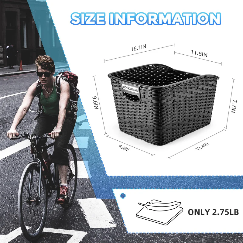 Корзина ROCKBROS на багажник, пластик, до 10 кг; черный