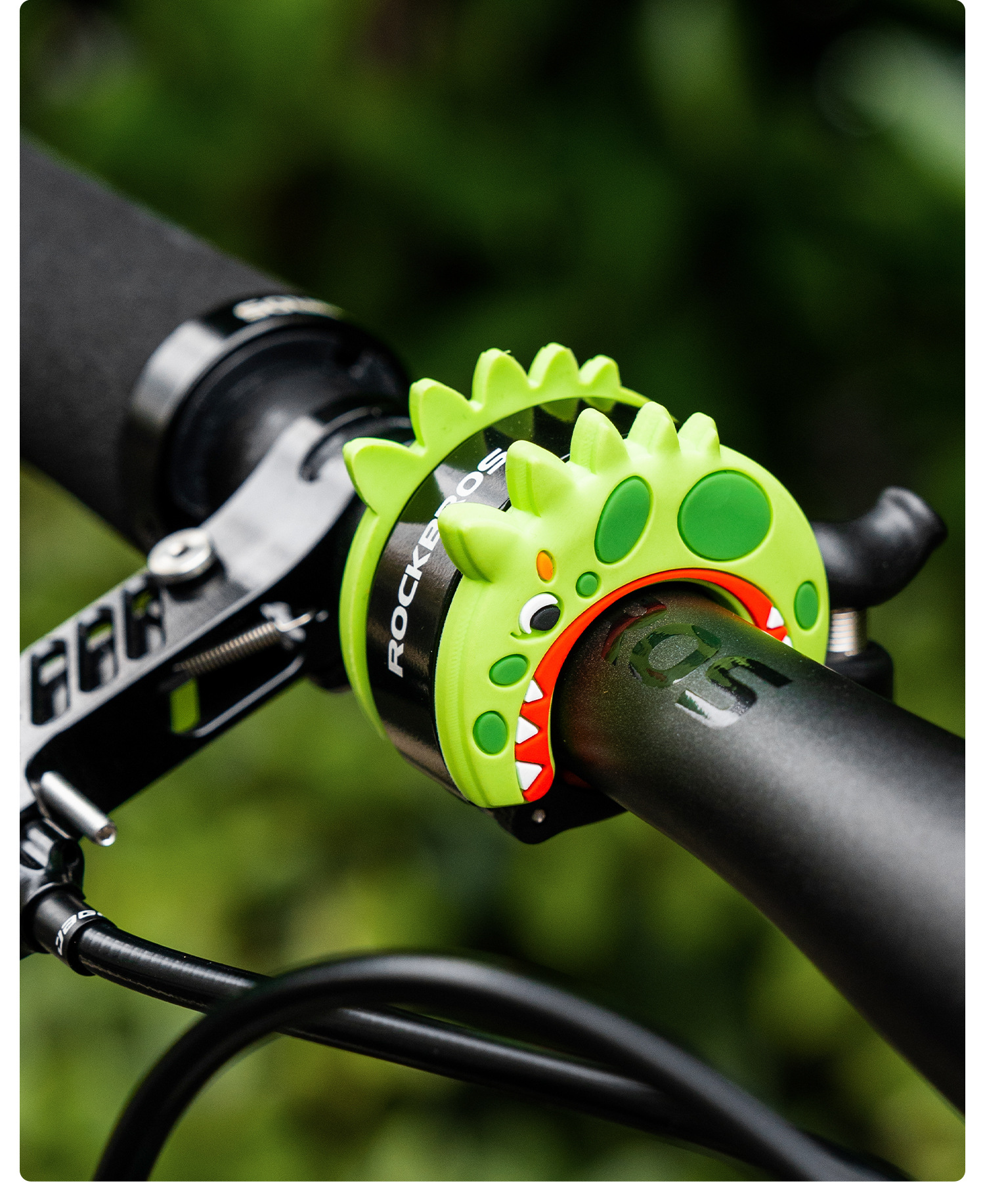 Звонок ROCKBROS ударный, детский, динозавр; зеленый