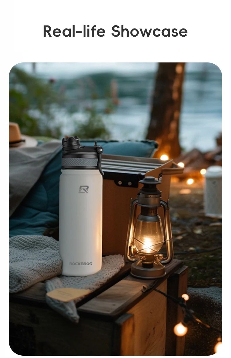 Фляга-термос ROCKBROS 1200 мл, нержавеющая сталь; белая