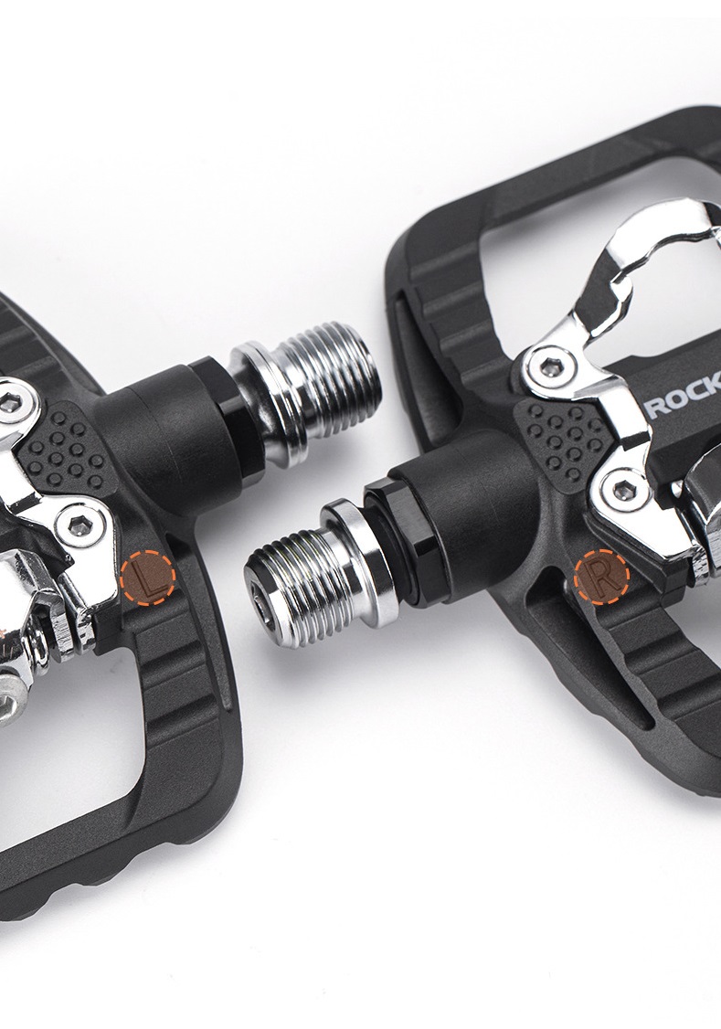 Педали ROCKBROS PD303 полуконтактные SPD, с платформой с обратной стороны; черный
