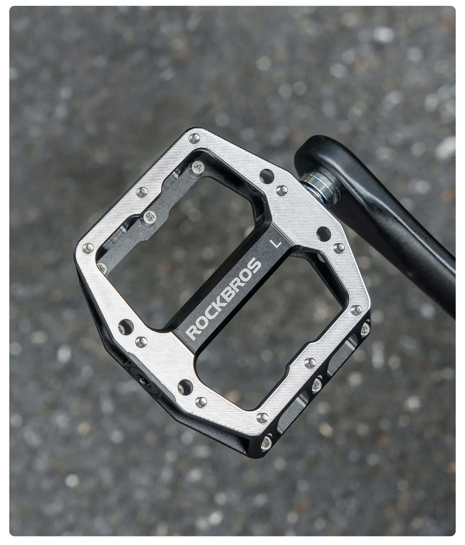 Педали ROCKBROS K-M8 платформы, алюминий, сменные шипы; черный/серебро