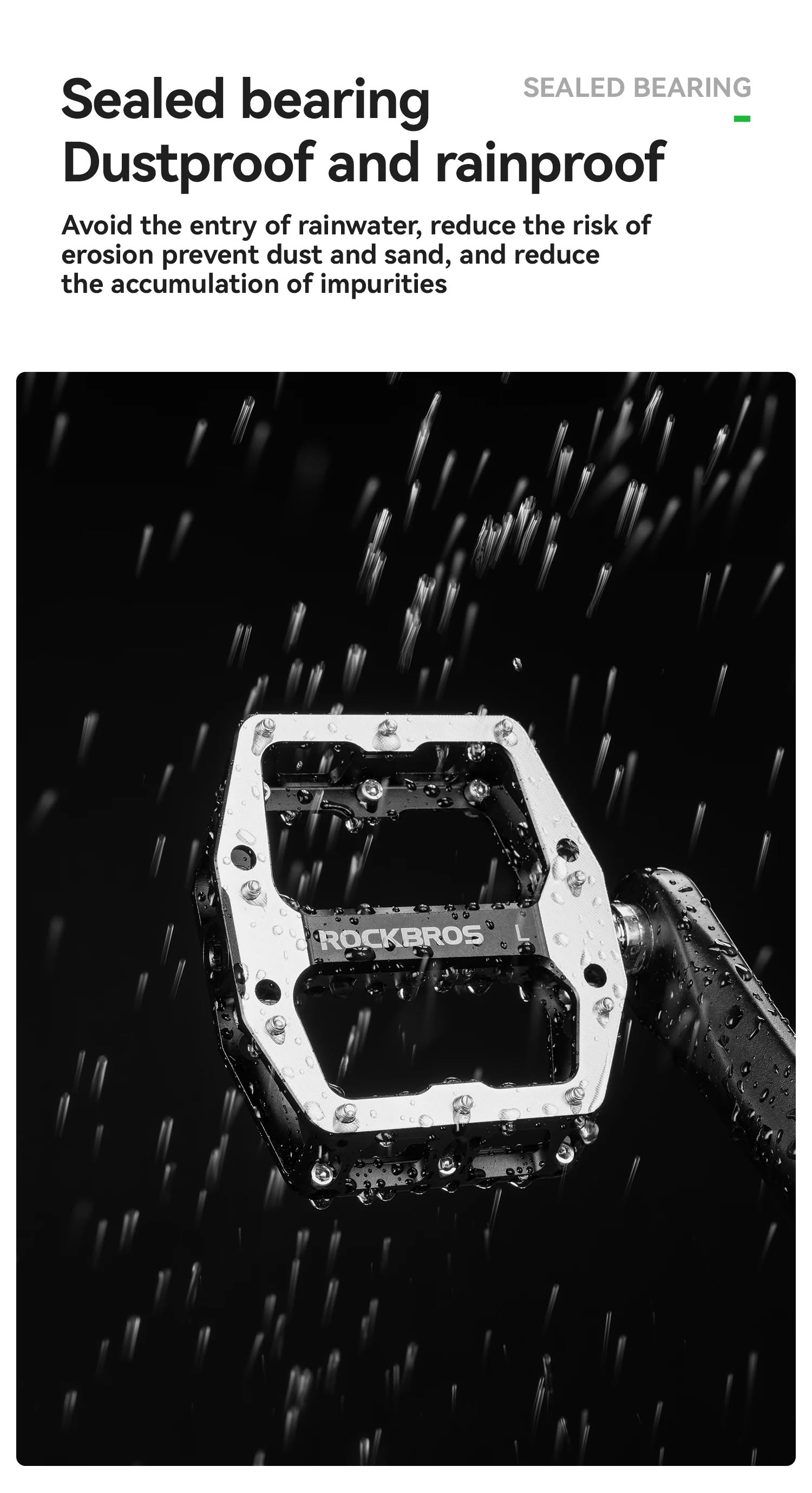 Педали ROCKBROS K-M8 платформы, алюминий, сменные шипы; черный/серебро