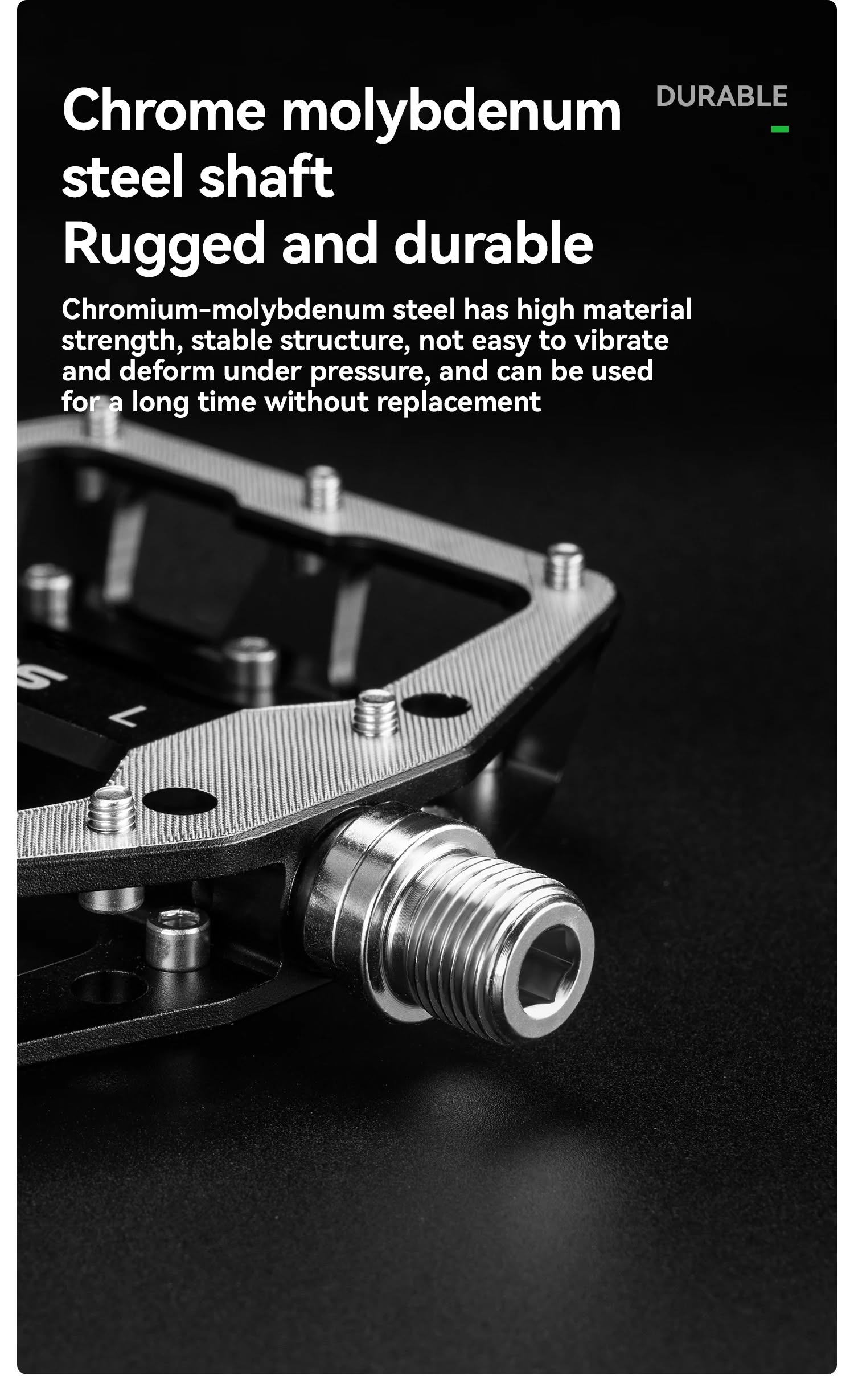 Педали ROCKBROS K-M8 платформы, алюминий, сменные шипы; черный/серебро