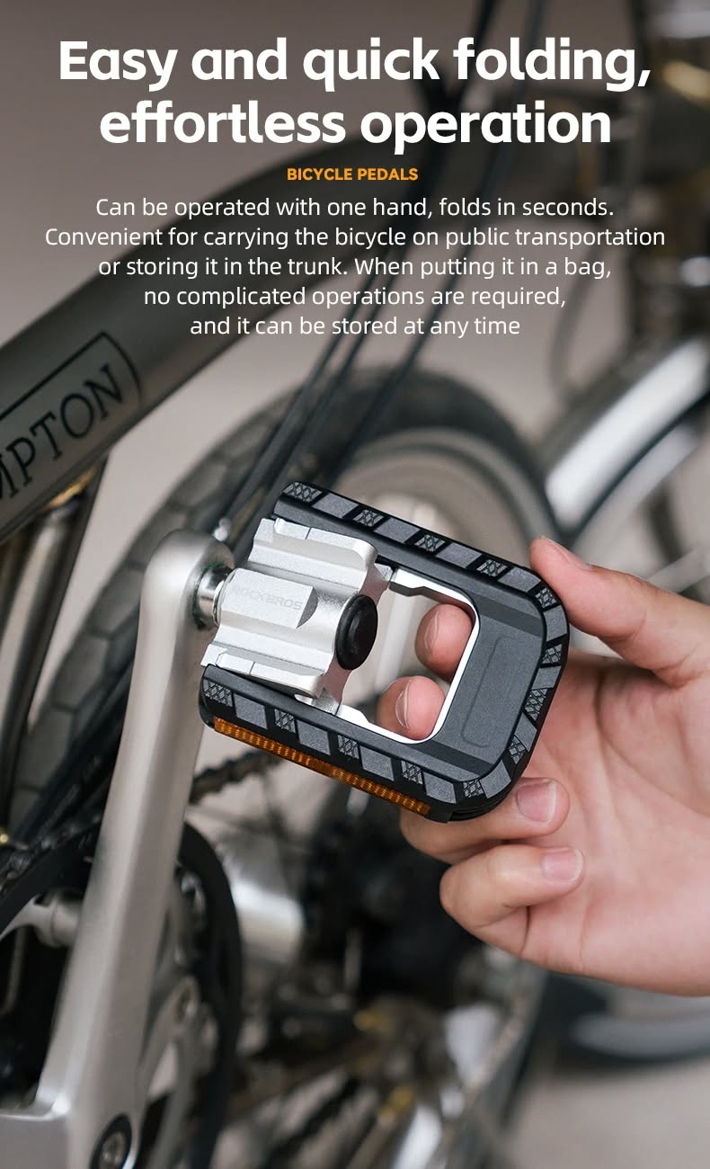 Педали ROCKBROS K502F складные платформы, алюминий; черно-серебристый