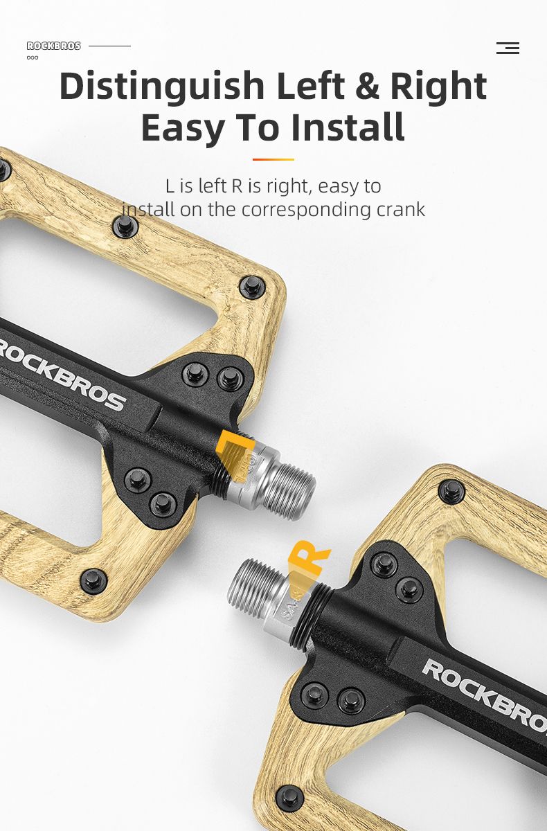 Педали ROCKBROS алюминиевые, коричневые