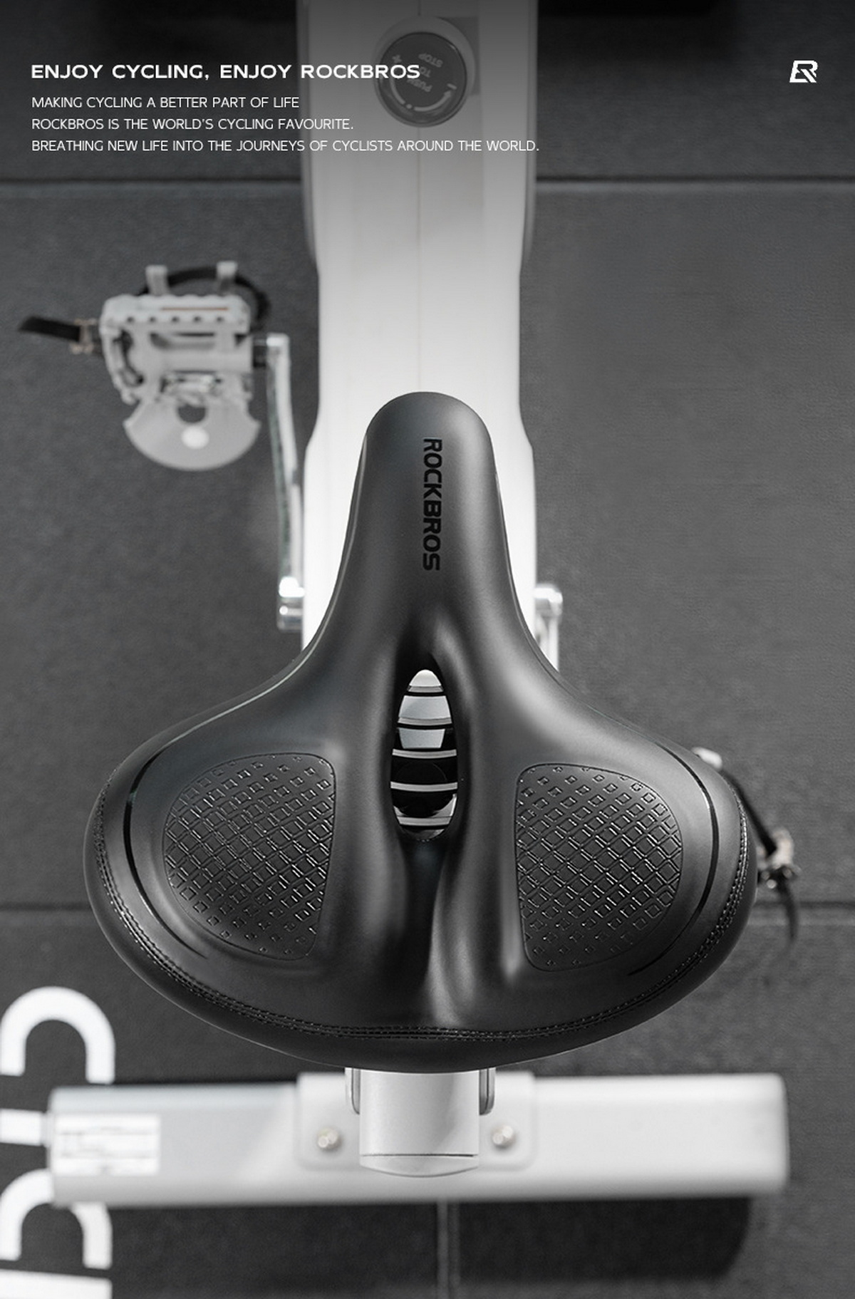 Седло велосипедное ROCKBROS AQ-8028 комфортное с демпфером, 260x250x100 мм, с отверстием; черный