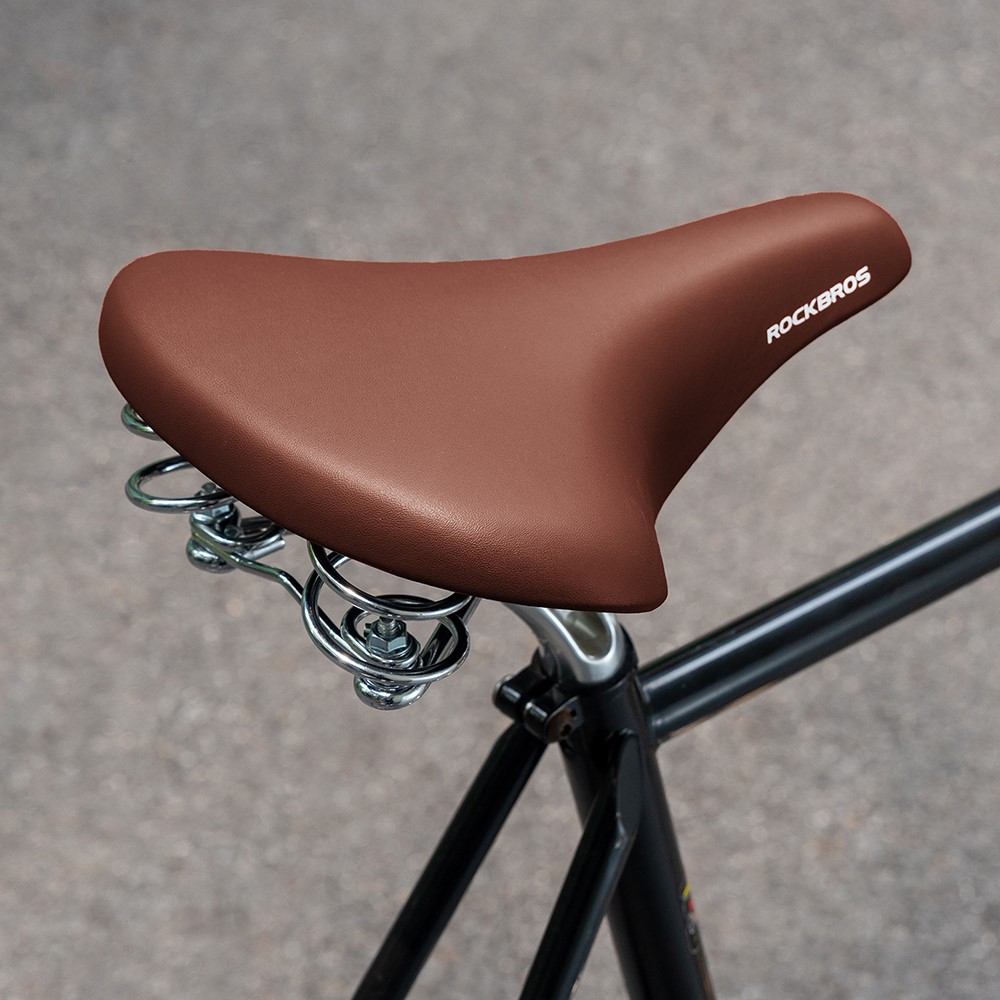 Седло велосипедное ROCKBROS 6800S пружинное, стиль ретро, 260x200x90 мм; коричневый