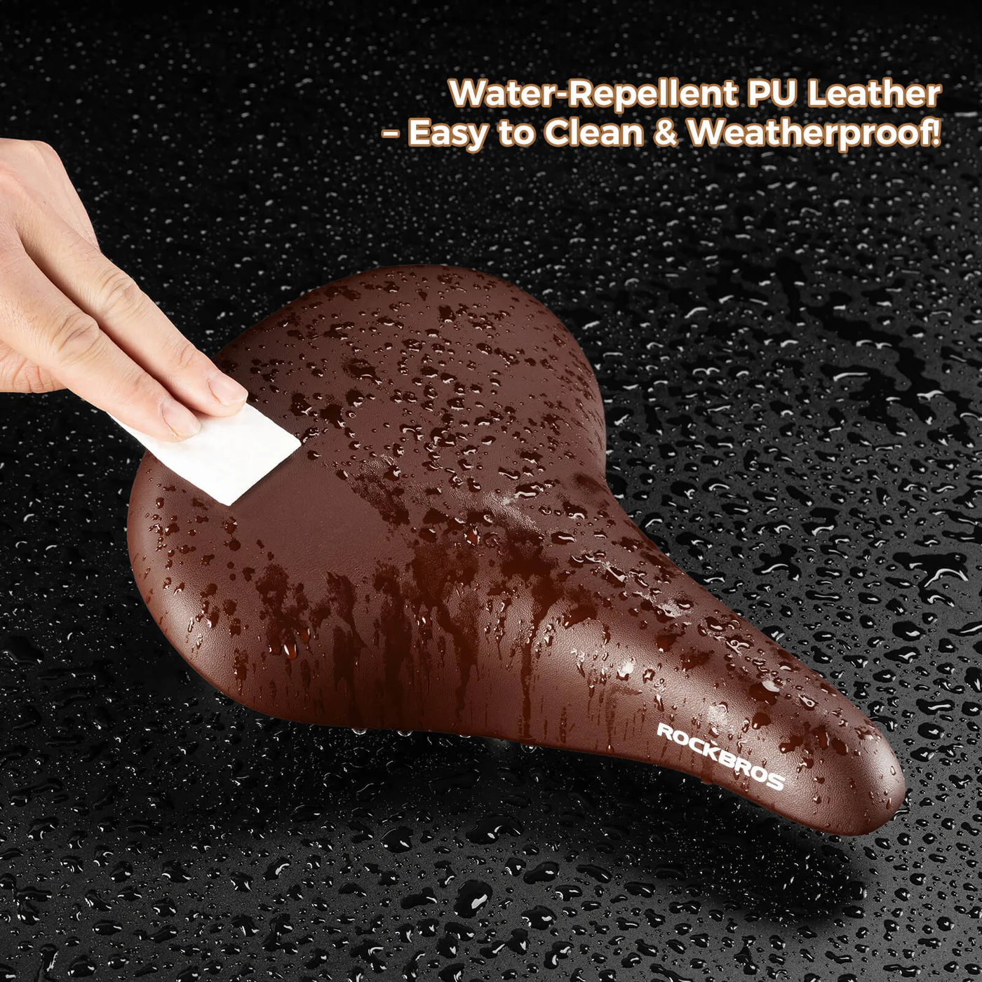 Седло велосипедное ROCKBROS 6800S пружинное, стиль ретро, 260x200x90 мм; коричневый