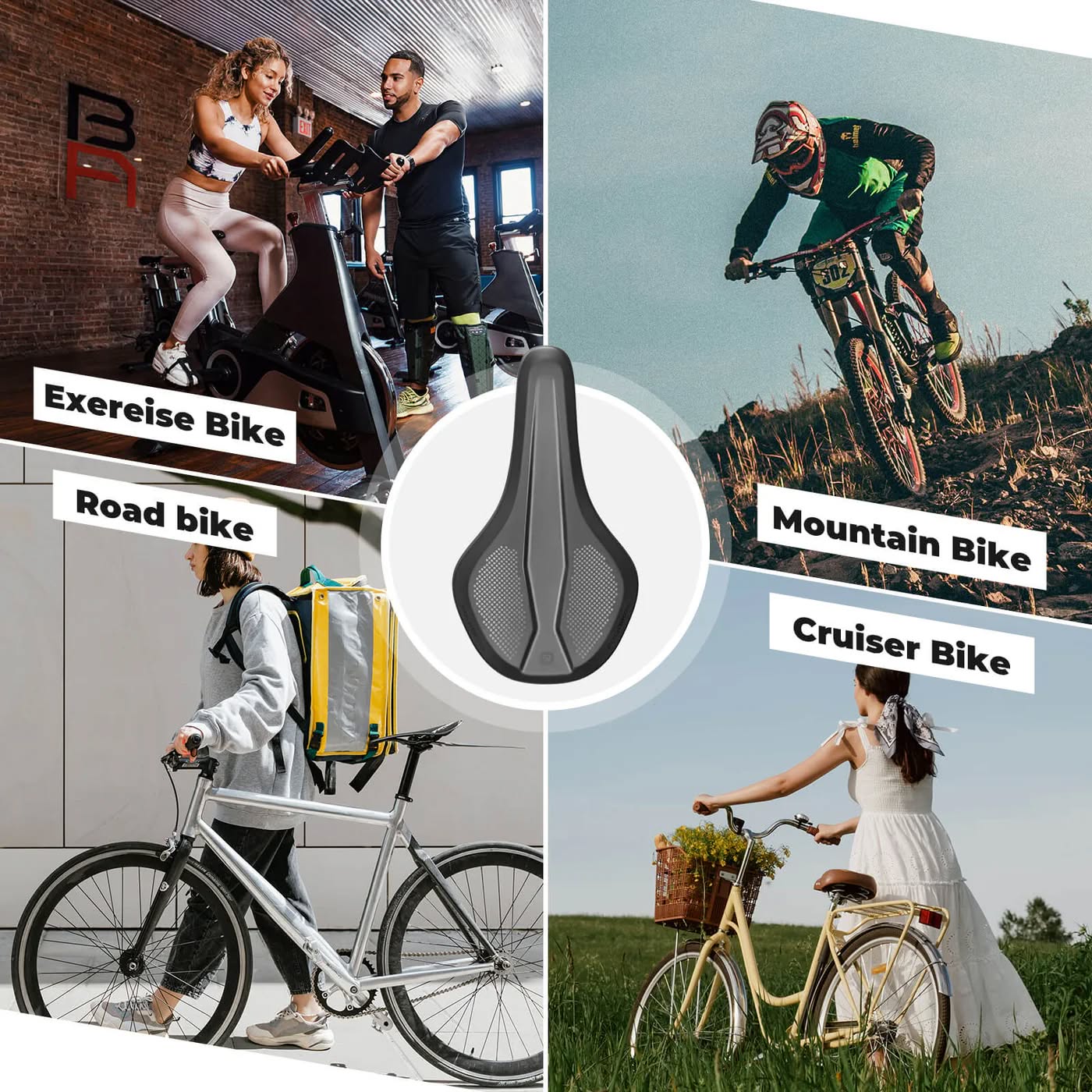 Седло велосипедное ROCKBROS B824 спортивное, 260x150x60 мм; черный