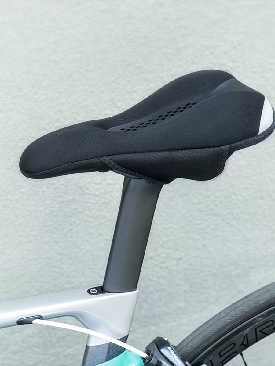 Накладка на седло ROCKBROS LF0229 на липучках, лайкра/силикон с эффектом памяти, 263 г; черный