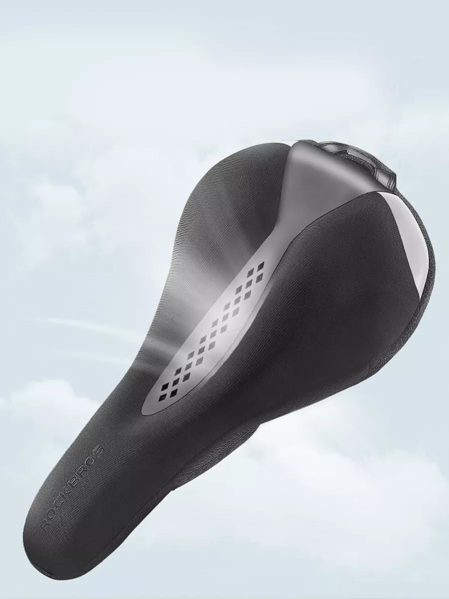 Накладка на седло ROCKBROS LF0229 на липучках, лайкра/силикон с эффектом памяти, 263 г; черный