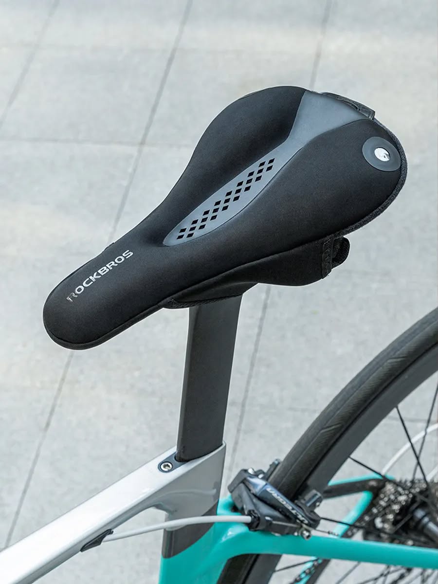 Накладка на седло ROCKBROS LF0114 на липучках, лайкра/силикон с эффектом памяти, с габаритами, 276 г