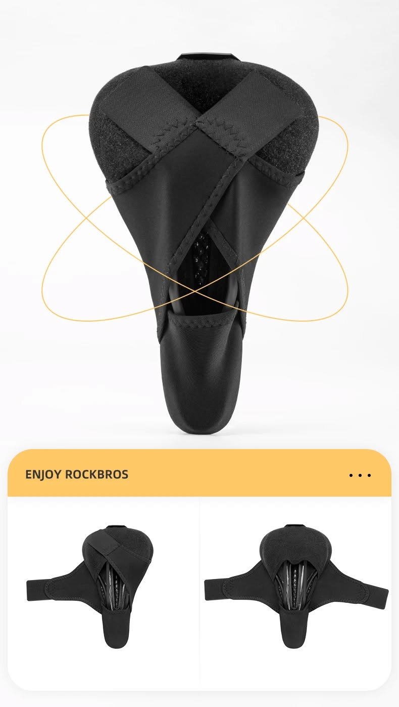 Накладка на седло ROCKBROS LF0114 на липучках, лайкра/силикон с эффектом памяти, с габаритами, 276 г